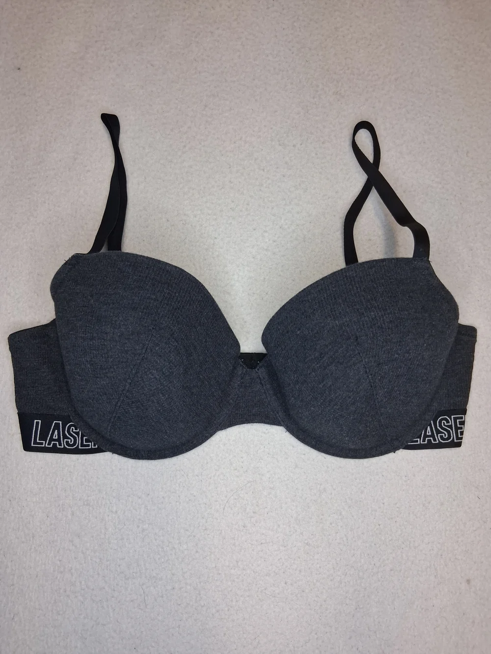 La SENZA Charcoal Gray Padded Underwire Bra with Logo Band - Picture 1 of 8